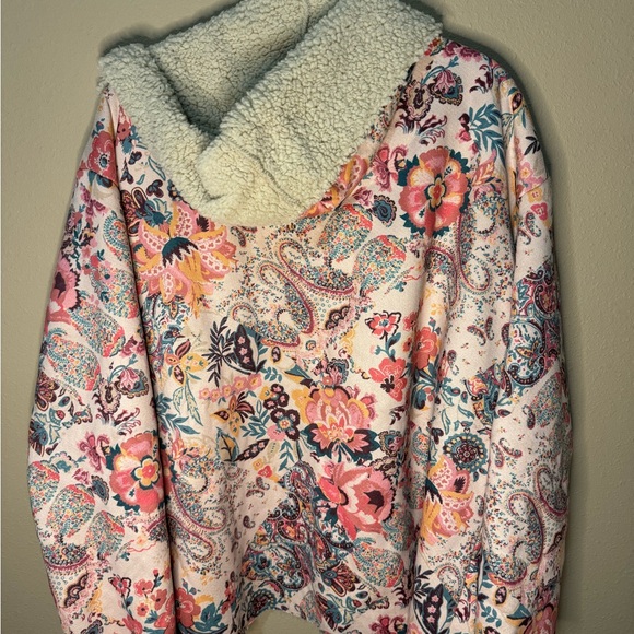 2X Floral Sherpa-Lined Women's Jacket - Picture 3 of 6